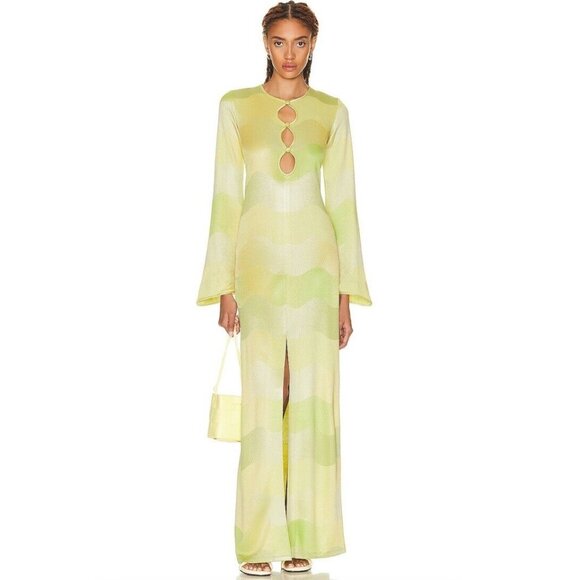 Alexis Serena Dress Lime Waves Maxi - Picture 1 of 8